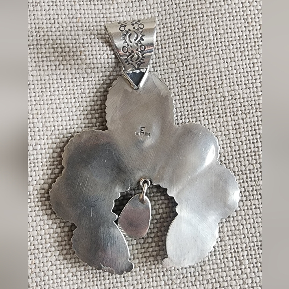 Navajo Made Royston Turquoise Naja Pendant - Picture 2 of 4